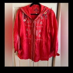 Johnny Was linen hoodie SZ L